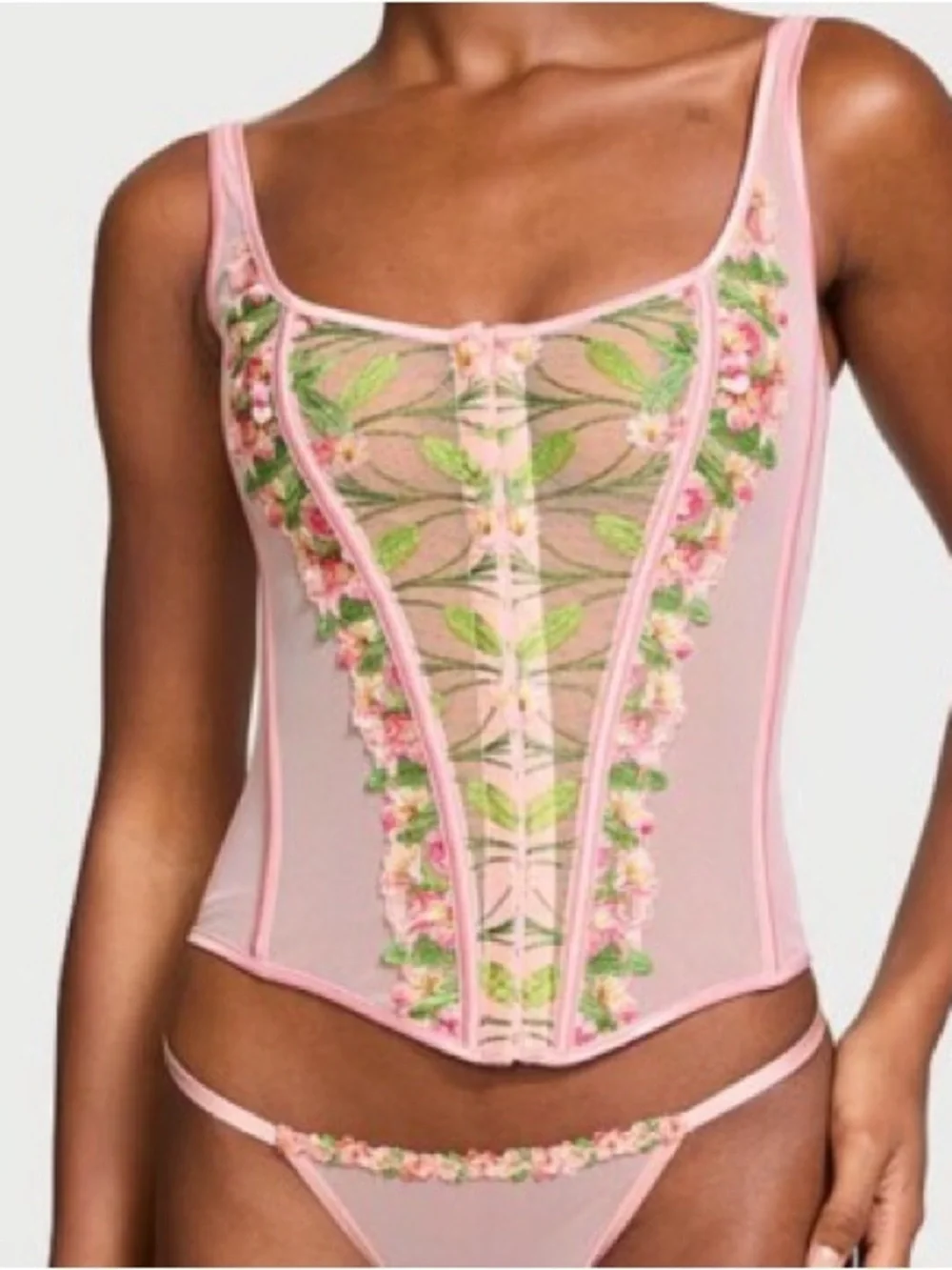 NWT Victoria’s Secret VERY SEXY Small Lily Embroidery Corset Set Size Small